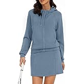 Casly Lamiit Women's 2 Piece Skort Set Athletic Tracksuit Short Tennis Skirt Zip Up Hooded Sweatshirt Active Outfits