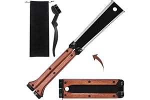 GOLD DEER 8Inch Folding Japanese Pull Saw 13/14 TPI Double-Edged Hand Saw with SK5 Blade and Ebony Handle Pocket Camping Saws