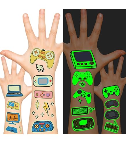 Tatuajes Temporales Fluorescentes De Espacio – 10 Hojas Con Motivos De Cosmos, Ovnis Y Astronautas Para Niños