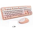 FD 2.4GHz Wireless Keyboard and Mouse Set with Switch Button - Full-Size Keyboard - Compatible for Windows/Laptop/PC/Notebook/Smart TV and More - Light Pink Colorful