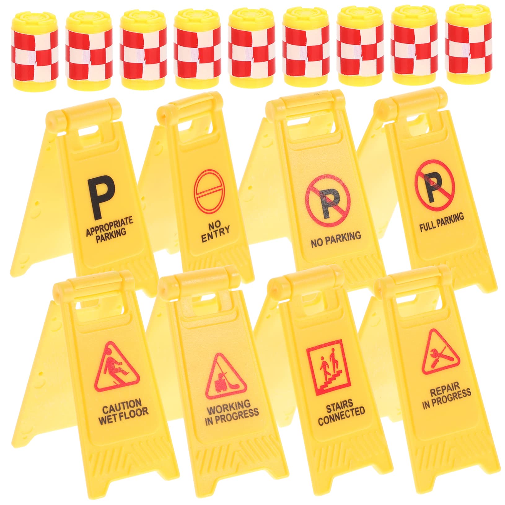 Toyvian 16pcs Road Sign Barricade Play Traffic Signs Kids Road Cone Rayan Toys for Kids Street Signs Mini Traffic Toy Caution Wet Floor Sign Light Toy Abs Construction Cone Preschool Fold