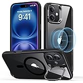 ESR for iPhone 16 Plus Case, Compatible with MagSafe, Military-Grade Protective Case, Built-in Stash Stand Phone Case, Scratch-Resistant Back Cover, Classic Series, Clear Black