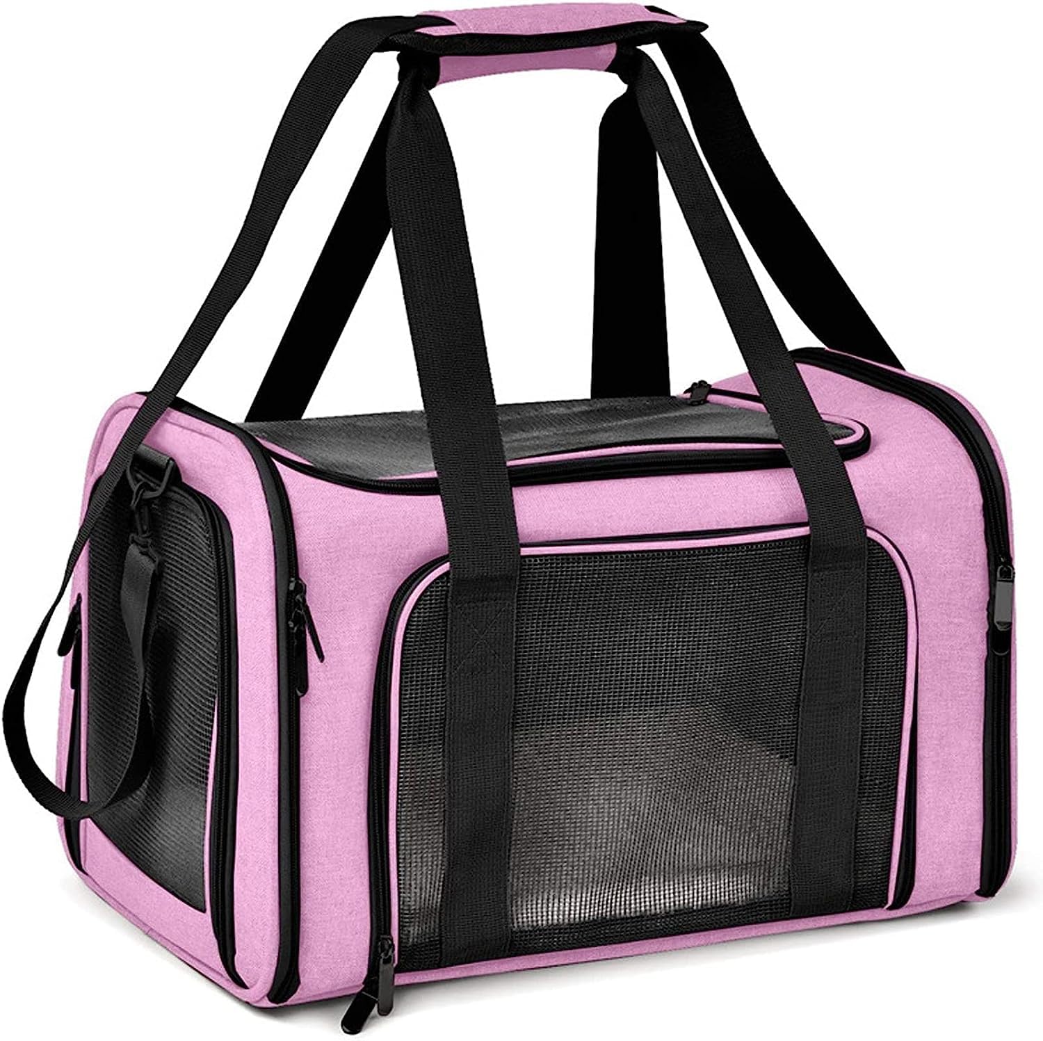 TOFFCAEA Transport Bag for Cat Dog, Dog Transport Box, Foldable Cat Transport Box, Portable, 3 kg Cat Dog Carry Box, for Medium Dogs, Cats (L, Pink)