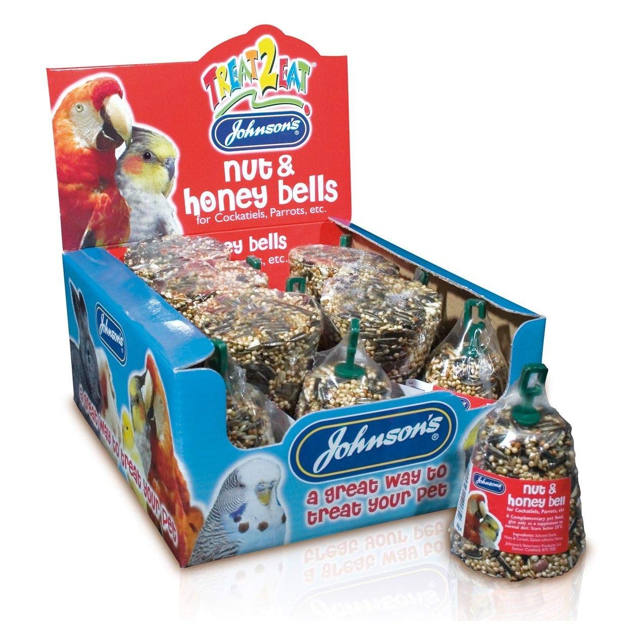 Johnsons Bulk Box Treat 2 Eat Nut & Honey Bells For Cockatiels 1x15