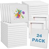 24 Pack Mini Canvases 4 x 4 Inch Square Canvas Bulk,2/5In Small Art Stretched Canvases for School Project Home Decor Oil Acrylic Watercolor