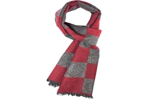 Prupoky Mens Cashmere Winter Scarf Soft Warm Wool Scarves Plaid Tassel Scarf for Men