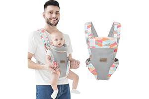Ocanoiy Baby Wraps Carrier, Ergonomic Baby Carrier Newborn to Toddler, Cozy Baby Front and Back Carrier for 7-45lbs (Colorful)