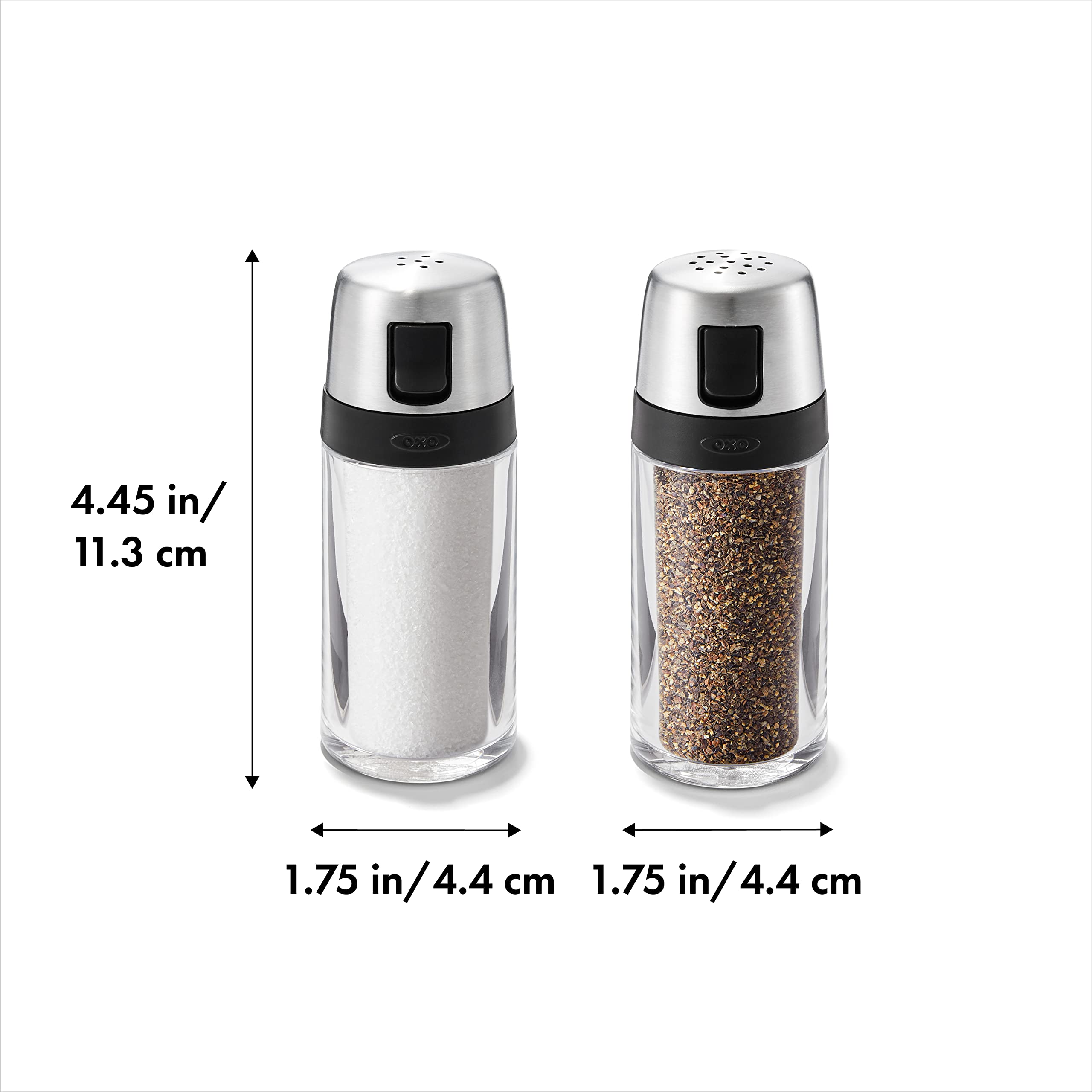 OXO Salt and Pepper Shaker Set, Clear, Stainless Steel Pricepulse