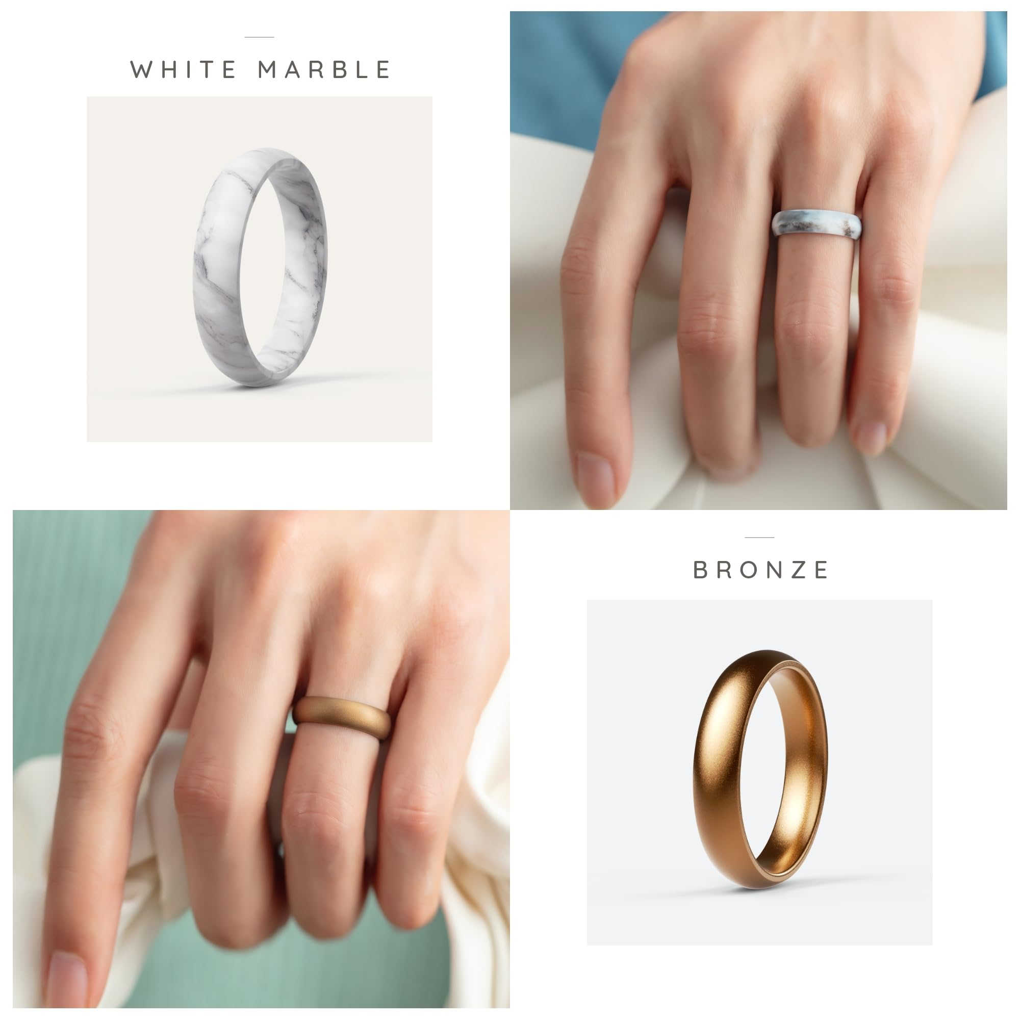 ThunderFit Silicone Anniversary Rings for Women, 5.5mm Wide, 2mm Thick, Wedding Rubber Bands, Variety Multipack 1-12