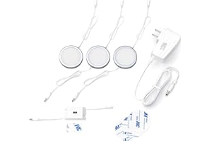 EShine Under Cabinet Puck Lights with Hand Wave Sensor – Circular LED Cabinet Lights – Dimmable – Pack of 3, Cool White (6000