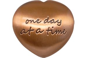 Yuchew Anxiety Worry Stones One Day at a Time Soothing Stones Thumb Stone Inspirational Lucky Gift for Yourself, Parent, Family, Friend (Medium, Copper Color, 1)