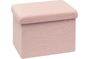 B FSOBEIIALEO Storage Ottoman Cube Small Ottomans Stool Foot Rest, Foldable Portable Foot Rest Short Children Sofa Stool, Fau
