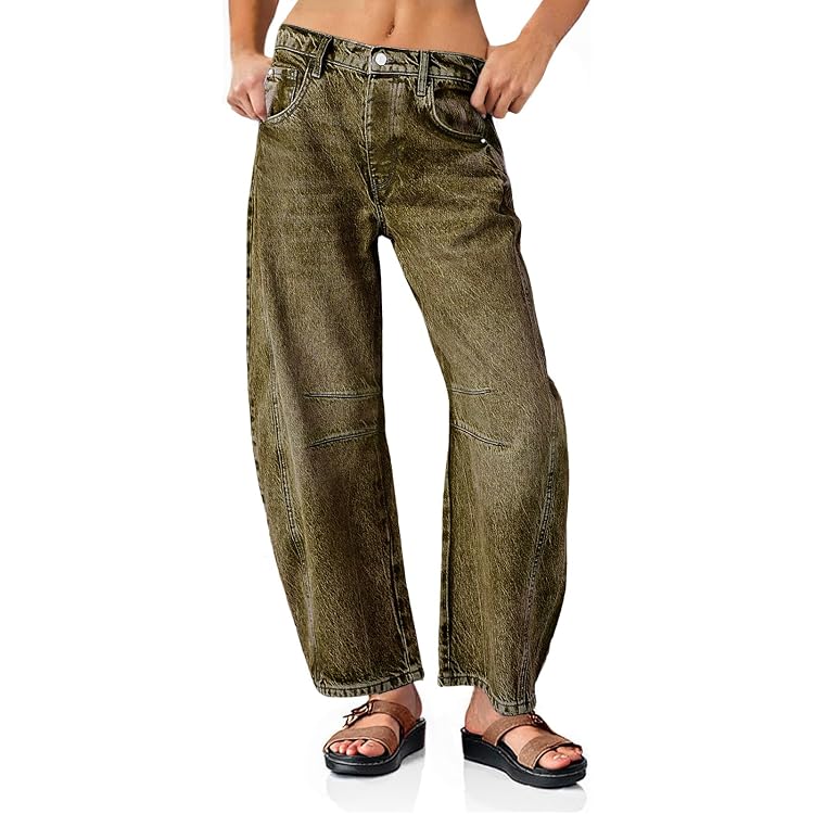 KBB By Kahlana Women's The Lynnox Jean – Mid-Rise Barrel Leg, Dark Wash, 33-Inch Inseam