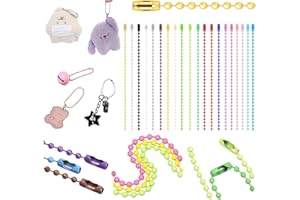 Mostantu 300Pcs Ball Bead Chain Ball Chain Keychain Dog Tag Necklace Chains Beaded Metal Keychain 2.4mm Beads Chains for Jewe