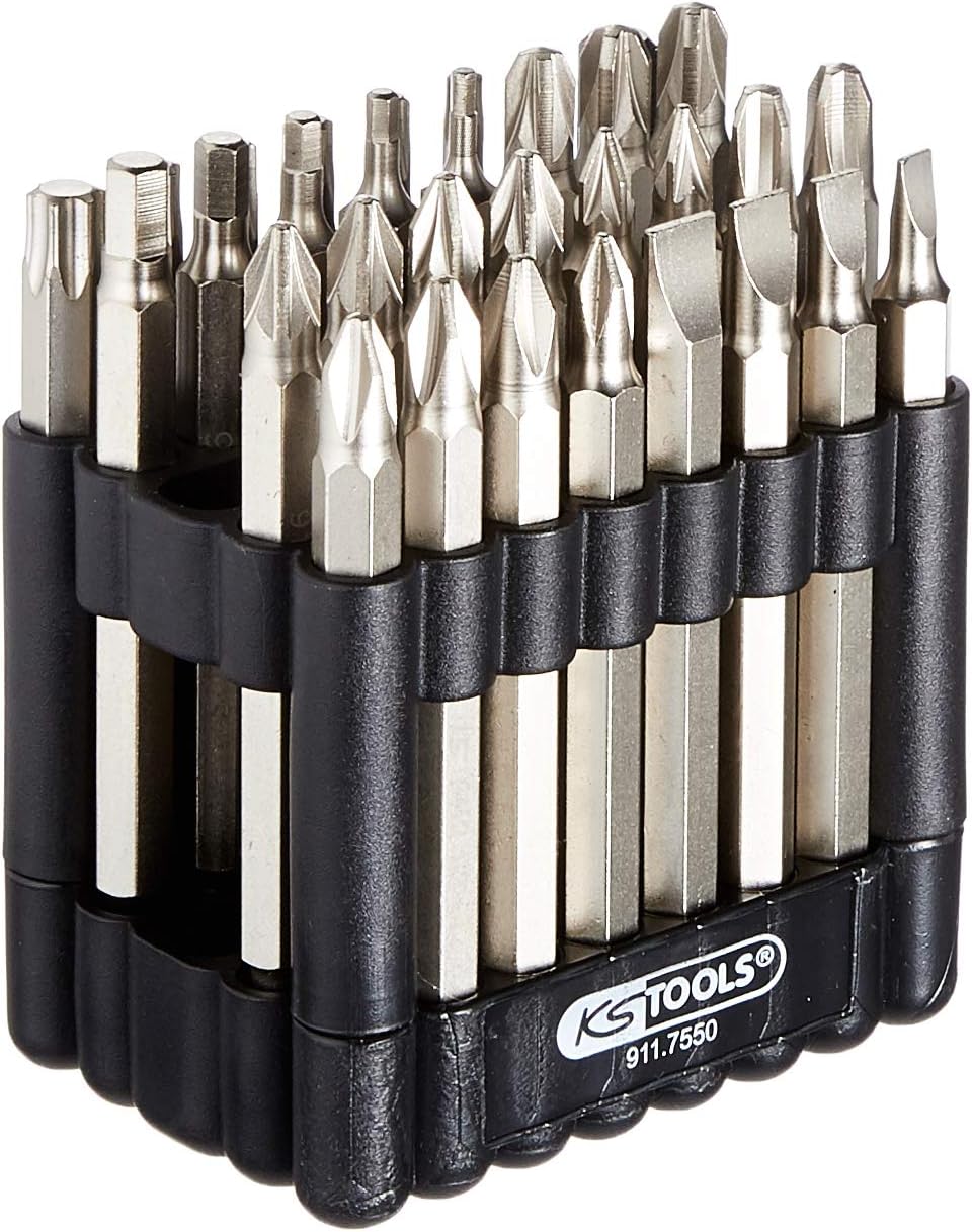 KS Tools 911.755 1/4-inch 75mm Classic Bit Set (32 Pieces), Multicolor, Variety pack - Image 3