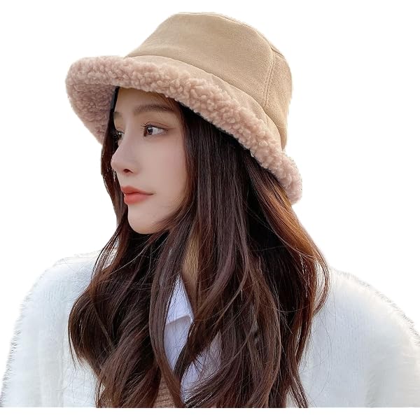JDYaoYing Plush Faux Fur Bucket Hat Winter Fuzzy Hat for  display picture 2
