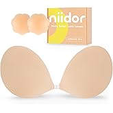 Niidor Adhesive Bra Strapless Ultra Sticky Invisible Push up Silicone Bra Multiple Colors Sizes Reusable for Backless Dress