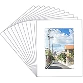 Prudiut 15 Pack 8x10 White Picture Mats, Frame Mattes for 5x7 Pictures Photo Frame Mat Core Bevel Cut Mat Board Show Kit for Photos, Prints, Artworks
