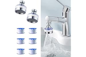 AOLIUP 2 Pack Sink Water Filter Faucet: Bathroom Sink Filter - 360° Rotating Faucet Filters Purifier Kitchen Tap Filtration Removes Chlorine Fluoride Heavy Metals Hard Water for Home Bathroom & Kitchen