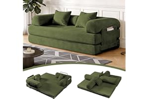 Nordivale 79" Sofa Bed Convertible Boneless Couch Corduroy Modular Couch Bed with Fixed-Shape Frame & Removable Armrests & 2 