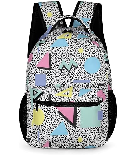 90s kids backpack Dalicoter Retro 80s Memphis Geometric Pattern Laptop Travel School Backpack Bookbags for Adult Saltwater Eel Legend 8 lb. Monofilament 223:Black At the back it