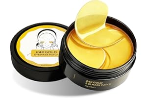 24k Gold Under Eye Patches, Under Eye Mask, 60 PCs Gold Eye Patches for Women & Men, Gel Pads, Eye Mask Skincare, Travel Esse