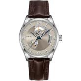 Hamilton Jazzmaster Open Heart Automatic Men's Watch, 42mm Case | Swiss Made, Beige Dial Analog Watch, Water Resistance 50m, Sapphire Crystal, 3-Hand Movement, Cow Leather Strap