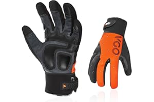 Vgo... Work Gloves Men, Mechanic Gloves for Men,Anti Vibration Gloves for Power Tools,Hi-viz Color(L,Fluorescent Orange,SL877