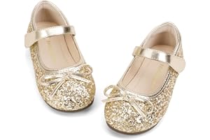 PANDANINJIA Toddler Dress Shoes Bowknot Mary Jane Shoes Girls Ballet Flats for Kids Wedding Party Uniform Church Shoes