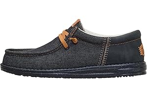 HEYDUDE Wally Funk Denim Men's Slip-On Casual Loafers | Lightweight Comfortable Shoes for Everyday Wear