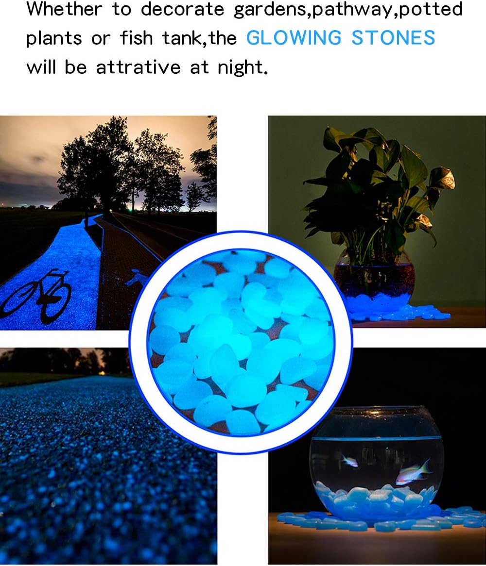 【400 Pcs】 Glow in The Dark Rocks, Glowing Stones Garden Glow in The Dark Pebbles Outdoor Decorative Stones Small Patio Decor Garden Decorations : Garden & Outdoor