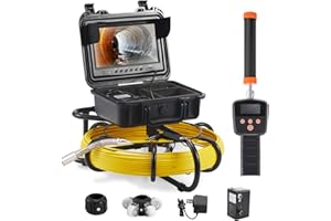 VEVOR Sewer Camera with 512Hz Locator, 165 ft/50 m, 9" Pipeline Inspection Camera with DVR Function, IP68 Camera with 12 Adjustable LEDs, 16GB SD Card for Sewer Line, Home, Duct Drain Pipe Plumbing
