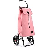 Foldable Grocery Shopping Cart with Wheels | Collapsible Personal Folding Cart for Groceries | Durable &amp; Portable | Coral