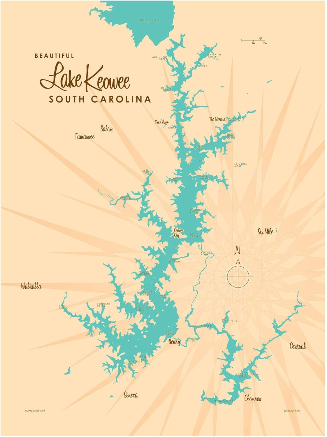 Amazon.com: Lake Keowee South Carolina Map Giclee Art Print Poster