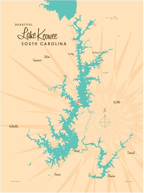 Amazon.com: Lake Keowee South Carolina Map Giclee Art Print Poster