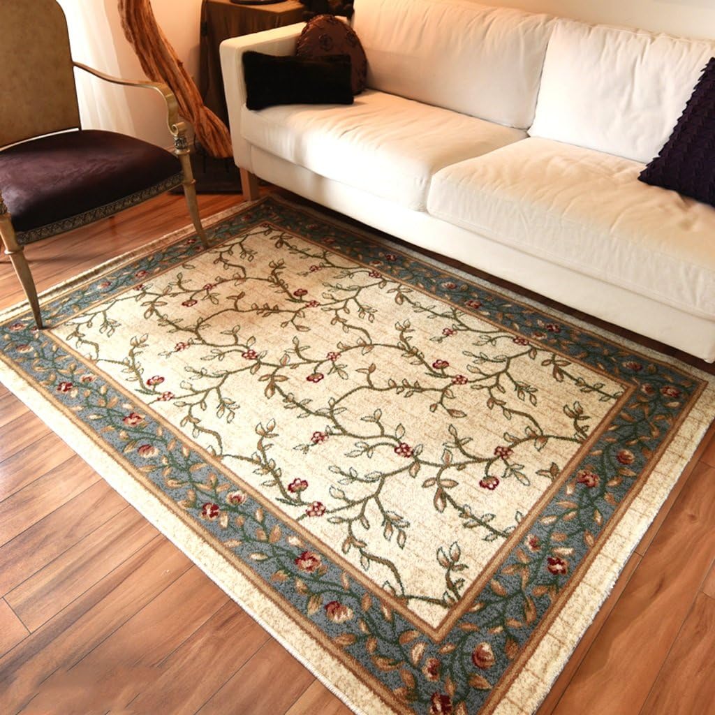 YLMD American Style Elegant Seattle Carpet, Living Room Dining Table Coffee Table Cushion, Bedroom Bedside Rug Rectangular Rug, Fashionable Plant Flower Carpet, Soft Relaxing Yoga Mat, 33.46in * 47.24in ( Color : Beige )
