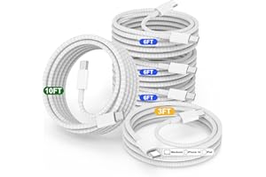 FASHIA USB C to USB C Cable 3/6/6/6/10FT for iPhone 15 Charging Cord,Type C to Type C Fast Charger Cord for Apple iPhone 15 Plus/15 Pro/15 Pro Max,USBC Fast Charging Cable for MacBook Pro/iPad Pro 11/12.9
