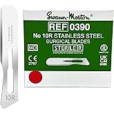 Swann Morton Scalpel Blade #10R - Sterile Dermaplane Blade for Face, Dermaplaning for Women & Men, Stainless Steel, Beauty Tools for Estheticians - Individually Wrapped, Box of 100