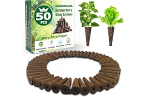 Aooccder Seed Starter Grow Sponges for Aerogarden, PH-Balanced Refill-Seed Pods Replacements for Indoor Hydroponic System, 50 Pack, Brown