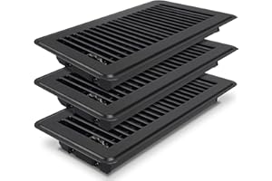 BYEWIRE 4 x 10 Floor Register, Black Floor Vent Covers for Home Floor, Adjustable Air Vent Covers Home Sidewall Vent Office or Ceiling Vent - Heavy Duty Steel Walkable Floor Vents - 3 Pack