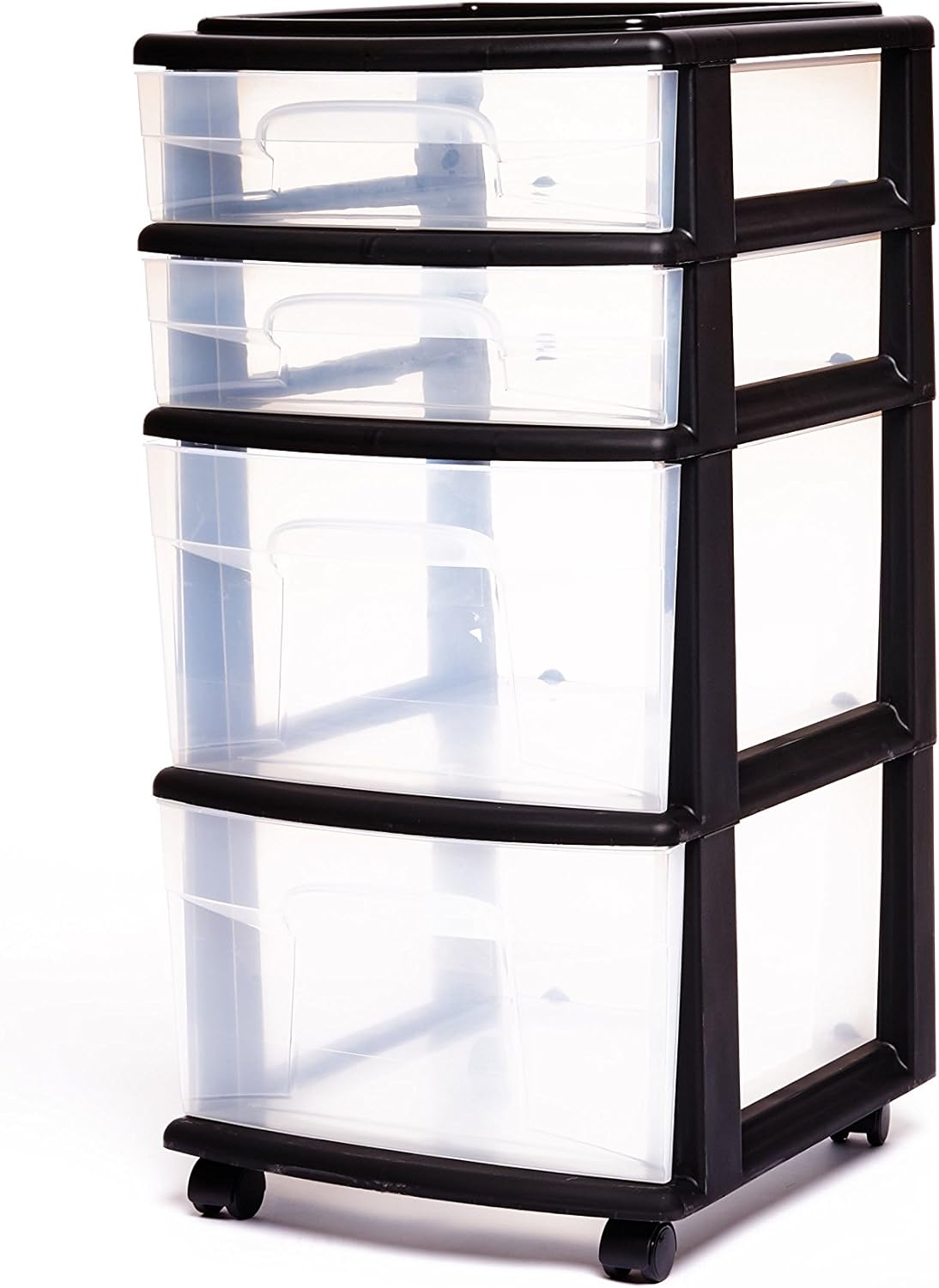 HOMZ 05564BKDC.01 4 Storage Cart, Set of 1, Black Frame/Clear Drawers: Home & Kitchen