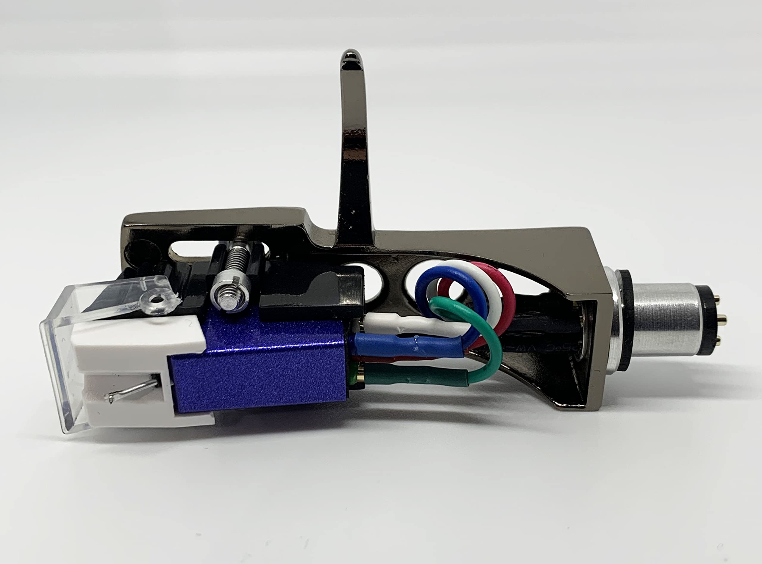 Blue Cartridge and Stylus, needle and Titanium Headshell with mounting bolts for Pioneer SPL100, PL112D, PL12D, PL117D, PL15R, PL514, PL50