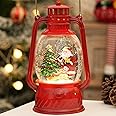 Snow Globe Christmas Decorations Indoor, Santa Claus Lighted Musical Christmas Snow Globes Lantern with Glitter & 6H Timer, Santa Claus Christmas Decorations for Home
