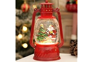 HOLYHOM Snow Globe Christmas Decorations Indoor, Santa Claus Lighted Musical Christmas Snow Globes Lantern with Glitter & 6H Timer, Santa Claus Christmas Decorations for Home