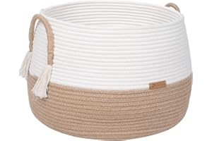 R RUNKA Small Basket for Stuffed Animal,Clothes ,Baby Blankets -11.8"x9.8"- Boho Baskets for Living Room,Bedroom,Nursery |Cotton Rope Baskets, Cube Basket, Under Shelf Basket | Baskets for Home Decor