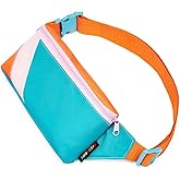 sissycos 80s Retro Neon Fanny Pack, 90s Accessories for Women Men Waist Packs, 2 Pockets Belt Waist Crossbody Bag, Adjustable And Lightweight