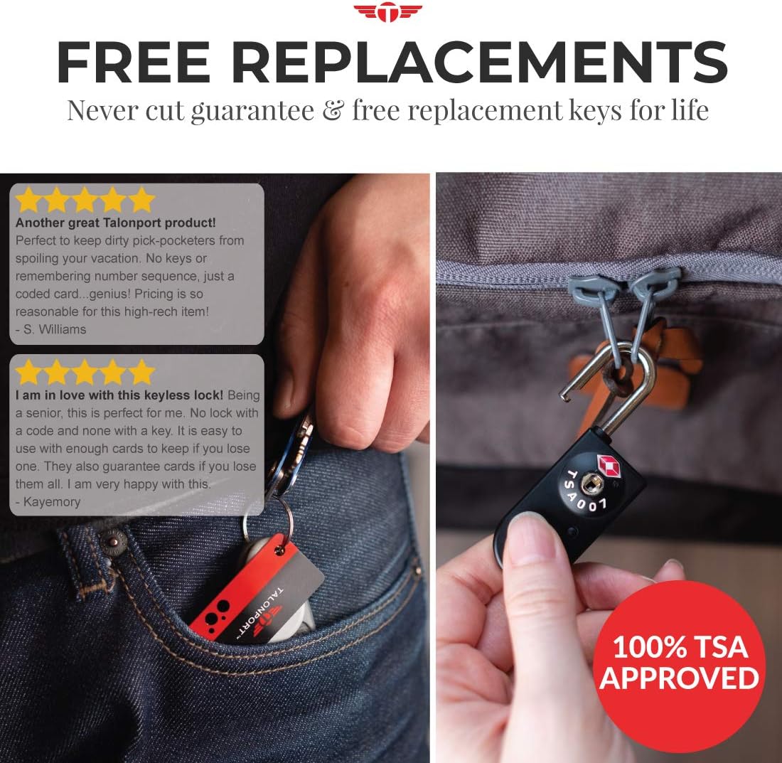 Keyless TSA Approved Luggage Locks with Lifetime Card Keys & No Combo to Forget (4 Pack): Home Improvement