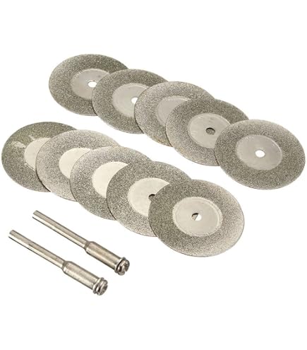 JINGLING Lot De 10 Roues Diamantées De 50 Mm Avec Mandrins De 0,3 Cm, Outil Rotatif Pour Disques De Coupe Dremel