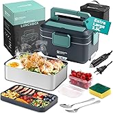 Annie & Mia Design Electric Lunch Box for Adults, 100w 3.5L 2-Layer Portable Food Warmer, Dual Mode 2.5L + 1L Heated Lunch Box for Adults, Home/Car/Office/Truck Use, Lonchera Eléctrica Portátil
