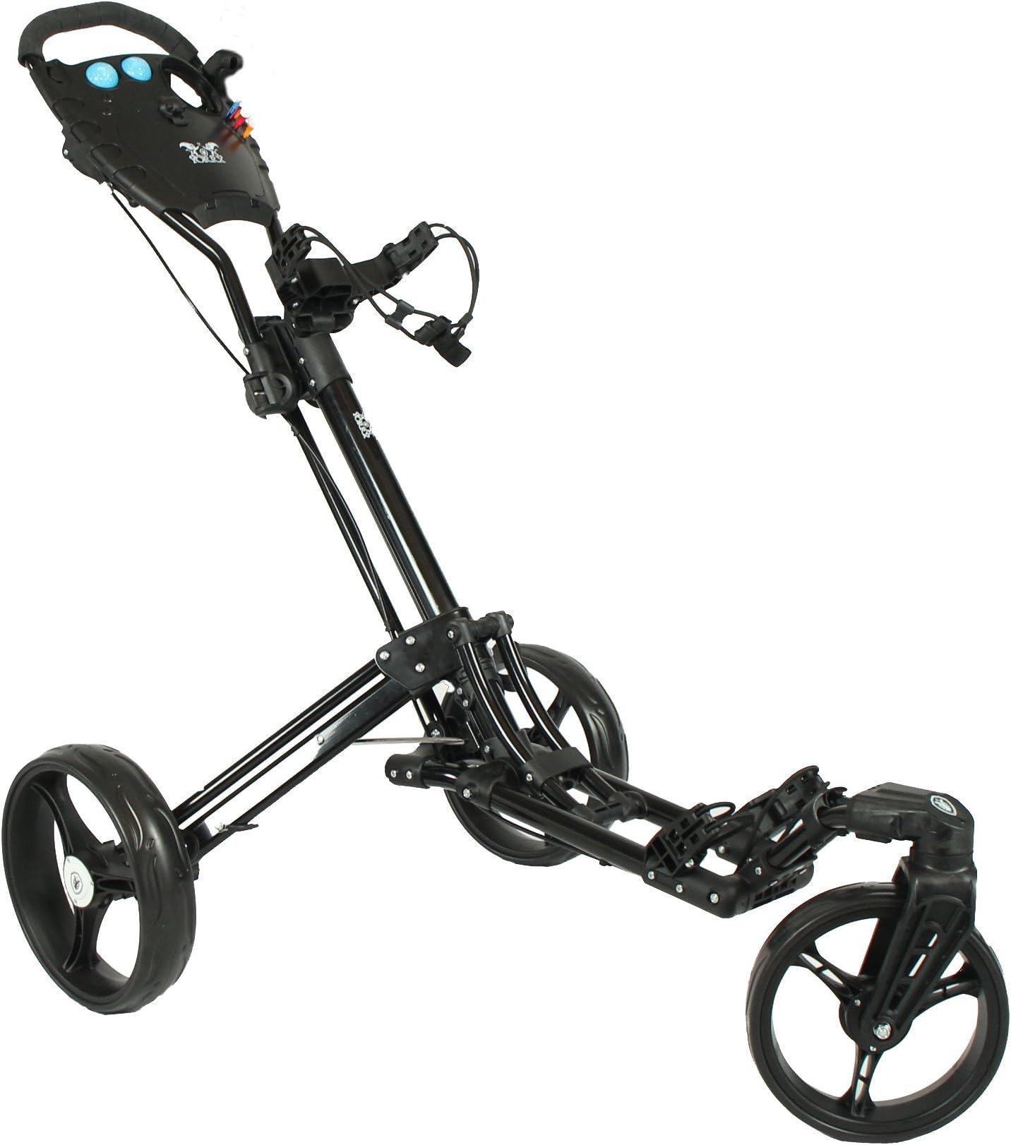Yorrx Golf Trolley PRO 7 / golf push cart with innovative 360° spin front wheel incl. umbrella holder and tees